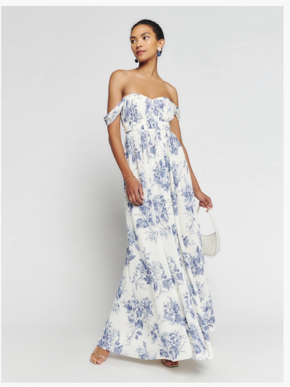 Reformation NWT Blue & White Floral Maxi Dress
